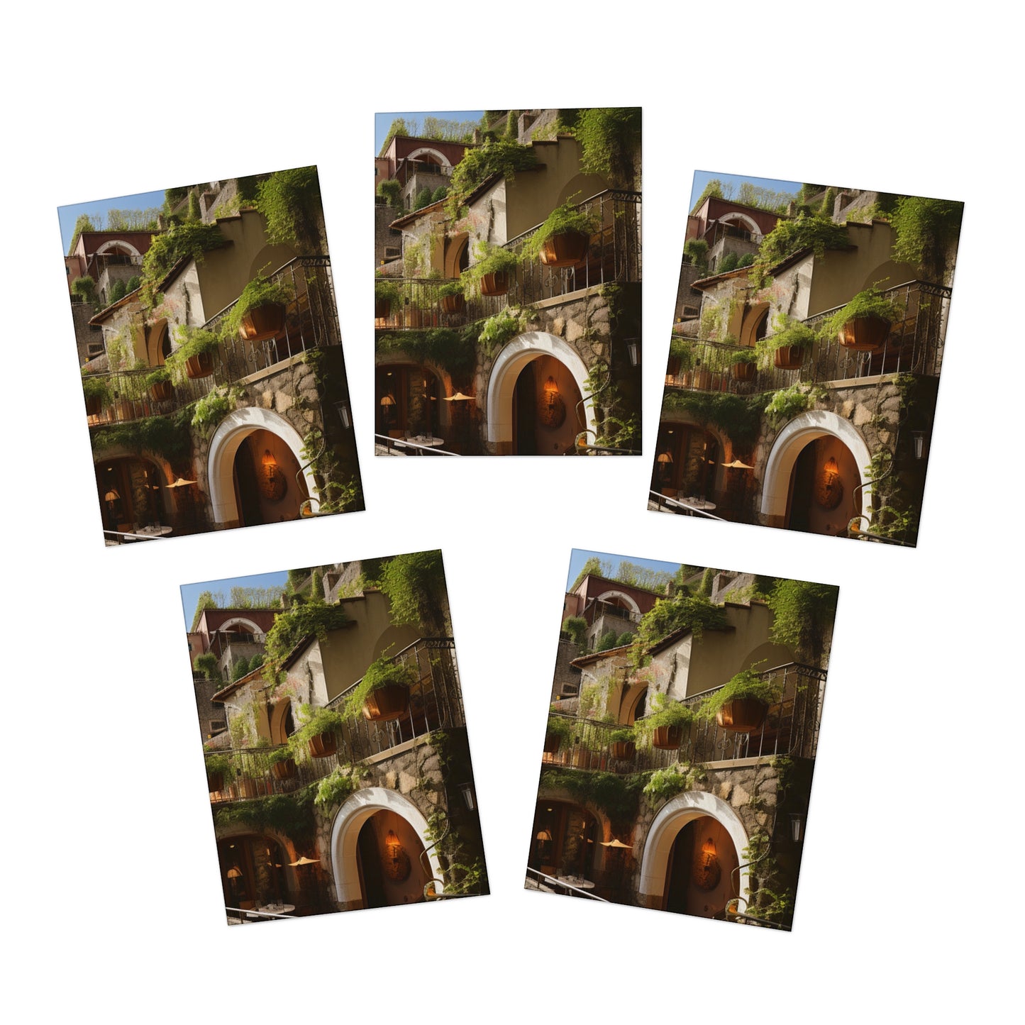 Italian Hillside Scene Design Note Cards (5-Pack)
