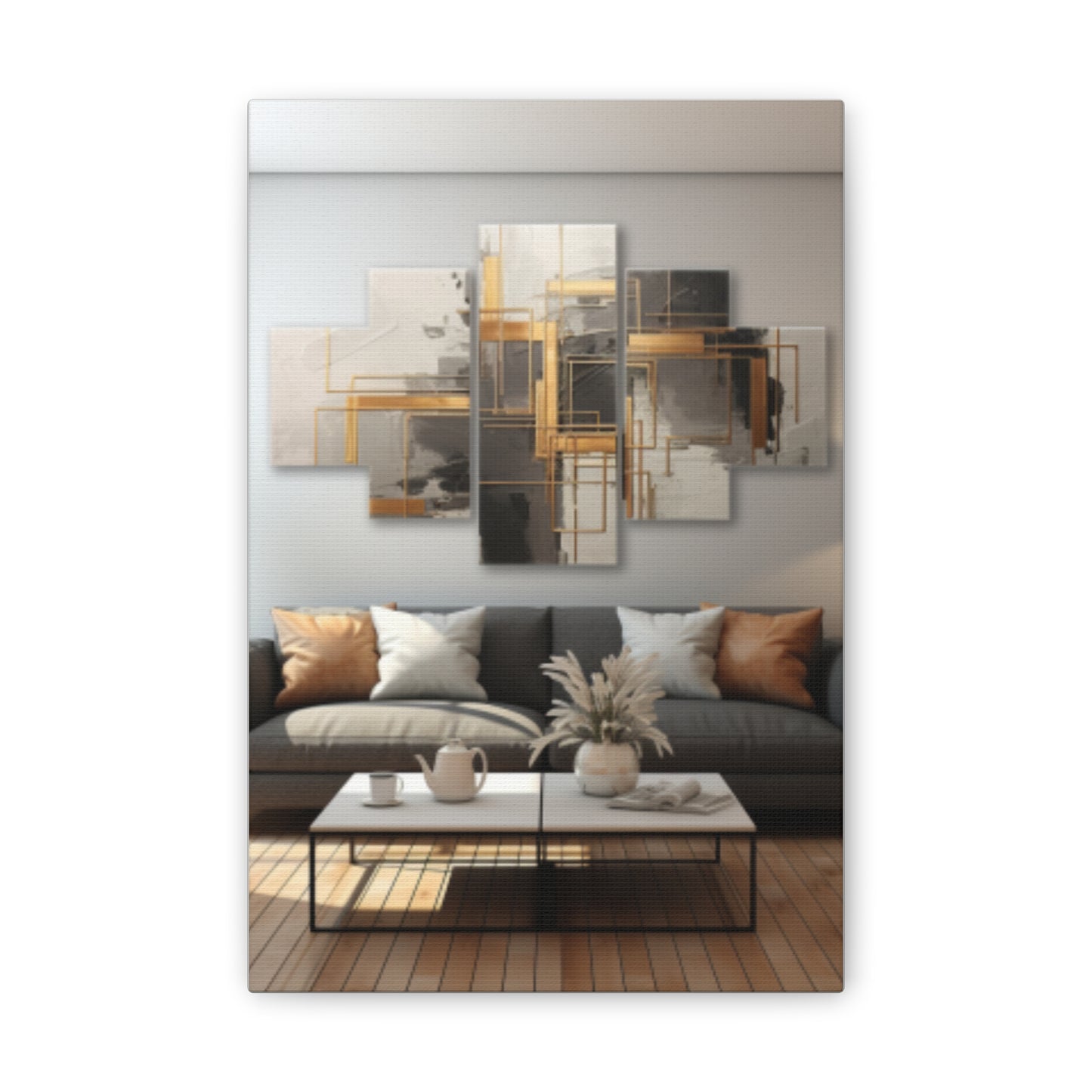 Gold and Black Elegance: A Symphony of Sophistication Canvas Print