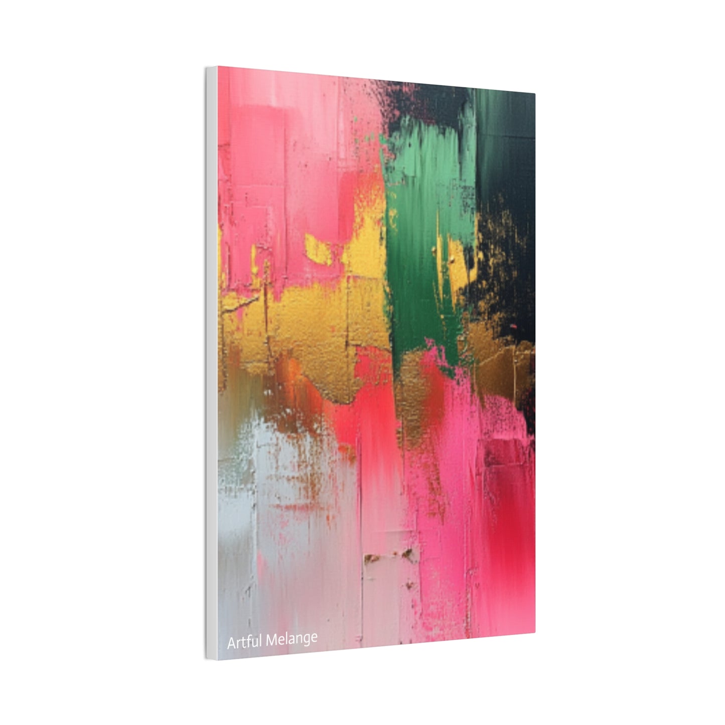 Acrylic Abstract Canvas Print - Homage to the Divine Nine/Pink Green Black and Gold 2