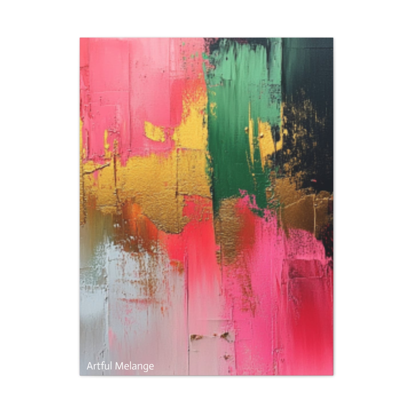 Acrylic Abstract Canvas Print - Homage to the Divine Nine/Pink Green Black and Gold 2
