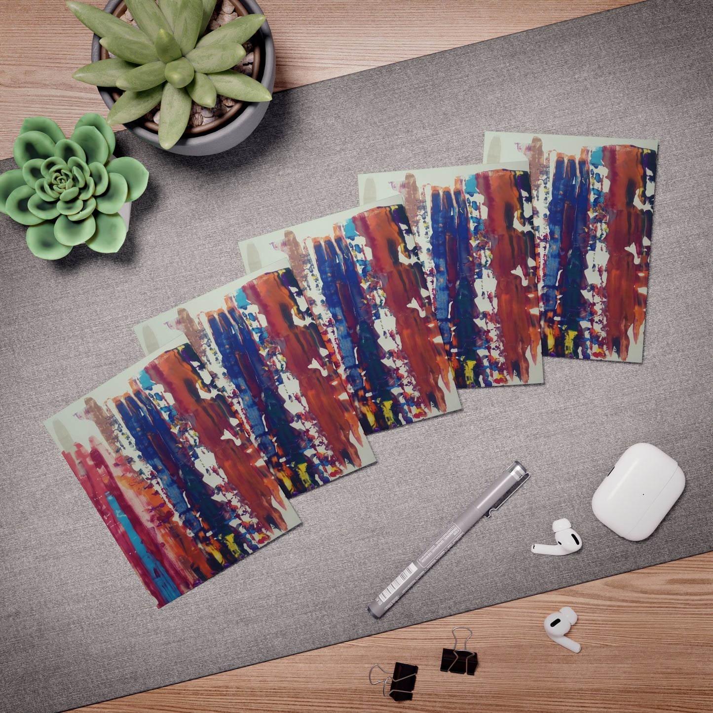 Elegance in Ink: Abstract Art Note Card Set(5-Pack)