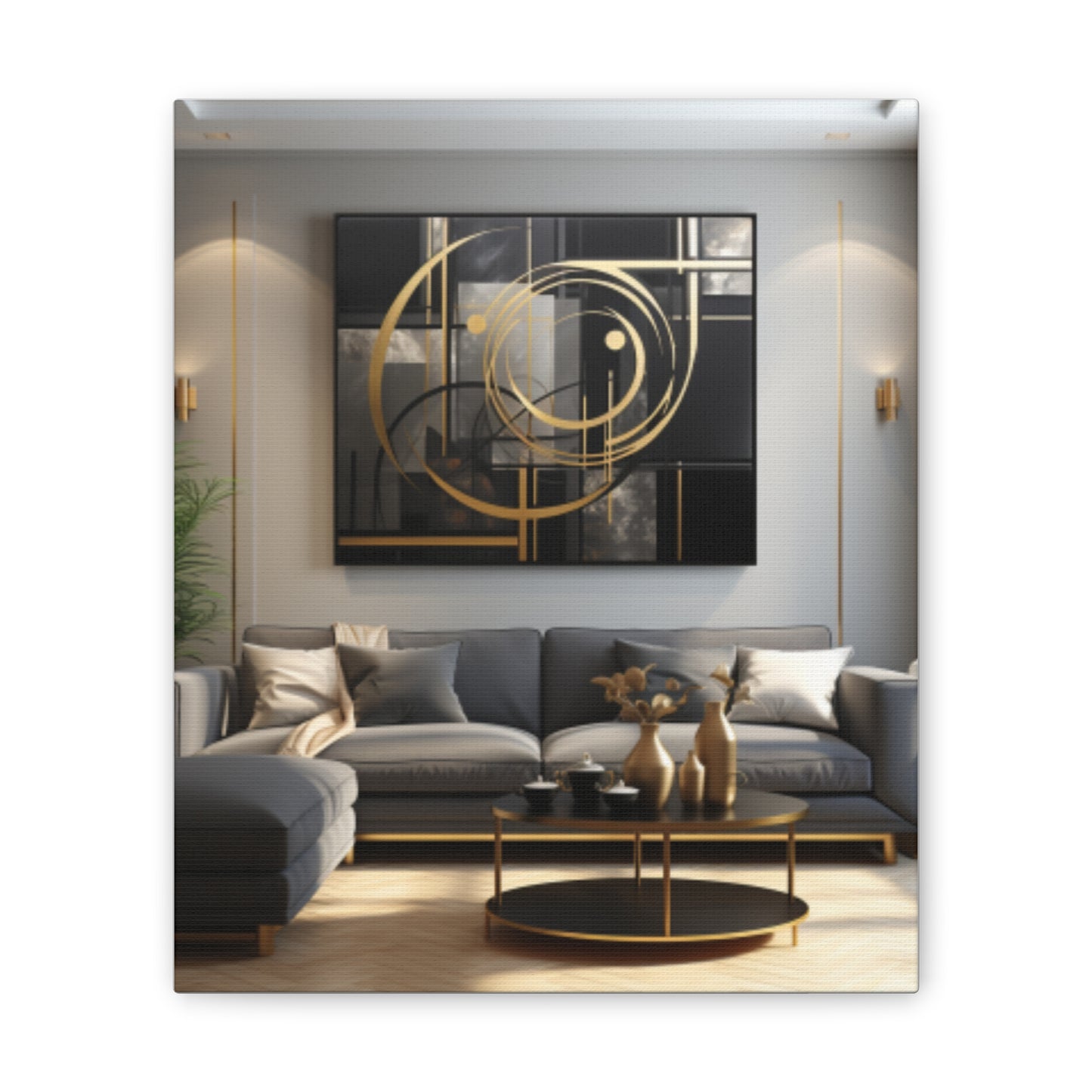 Gold and Black Elegance: A Symphony of Sophistication Canvas Print