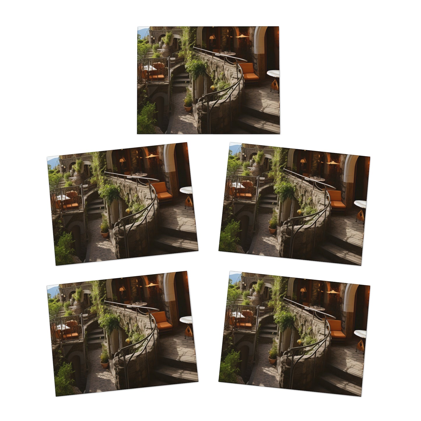 Italian Hillside Scene Design Note Cards (5-Pack)