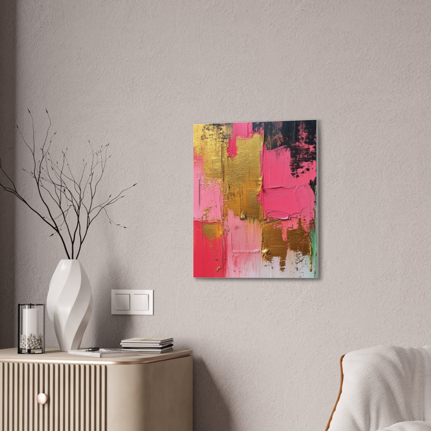 Acrylic Abstract Canvas Print - Homage to the Divine Nine/Pink Green Black and Gold 3