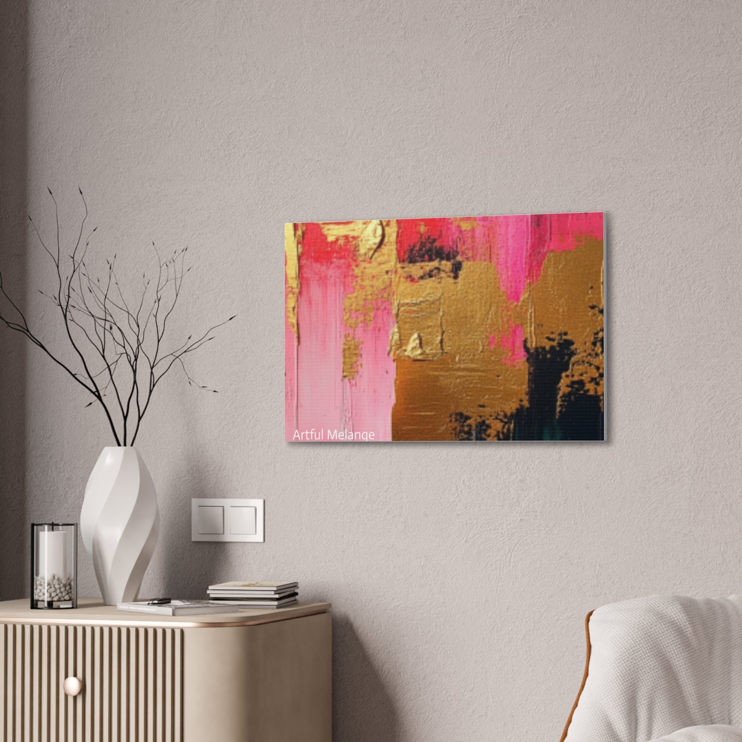 Acrylic Abstract Canvas Print - Homage to the Divine Nine/Pink Green Black and Gold 4