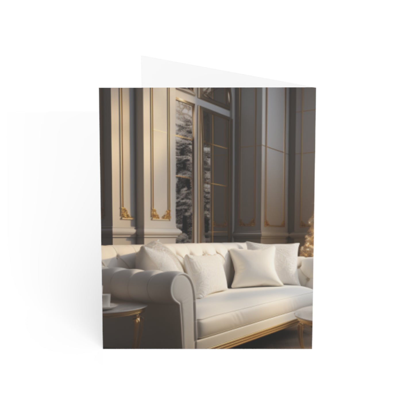 Elegance in Gold & White Christmas Notecards (1, 10, 30, and 50pcs)