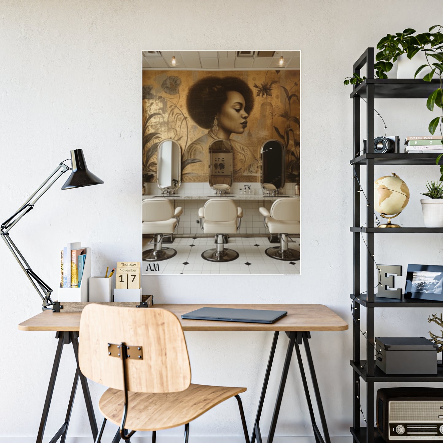 Black Hair Salon Interiors: Poster Prints Celebrating Style