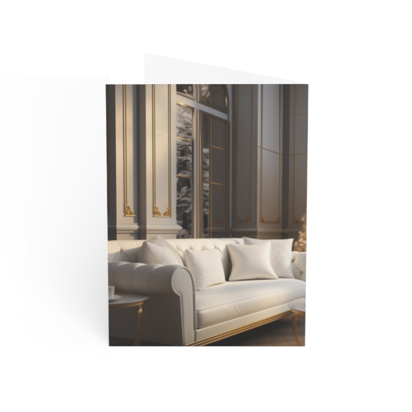 Elegance in Gold & White Christmas Notecards (1, 10, 30, and 50pcs)