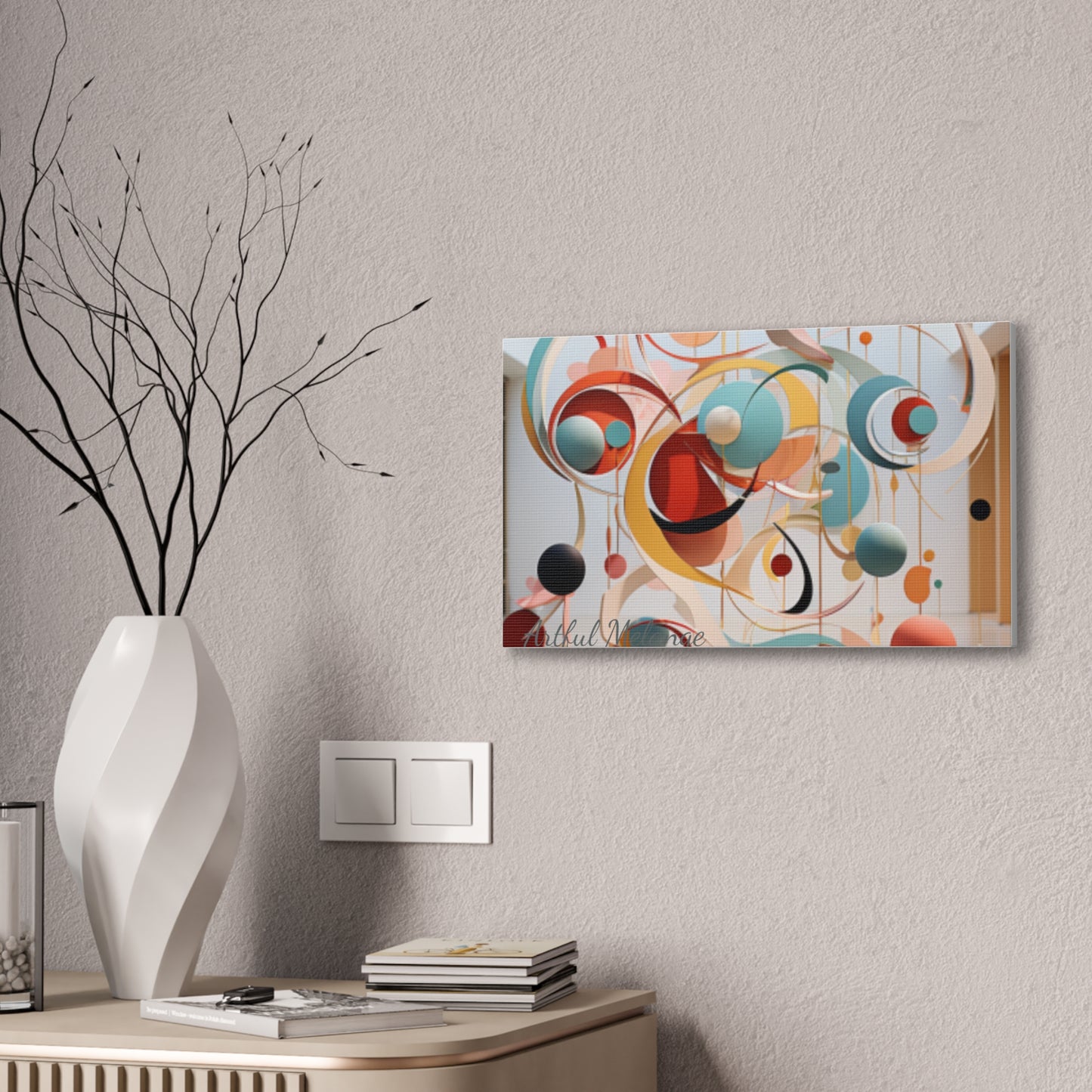Harmony in Cyan and Peach- Graphic Print