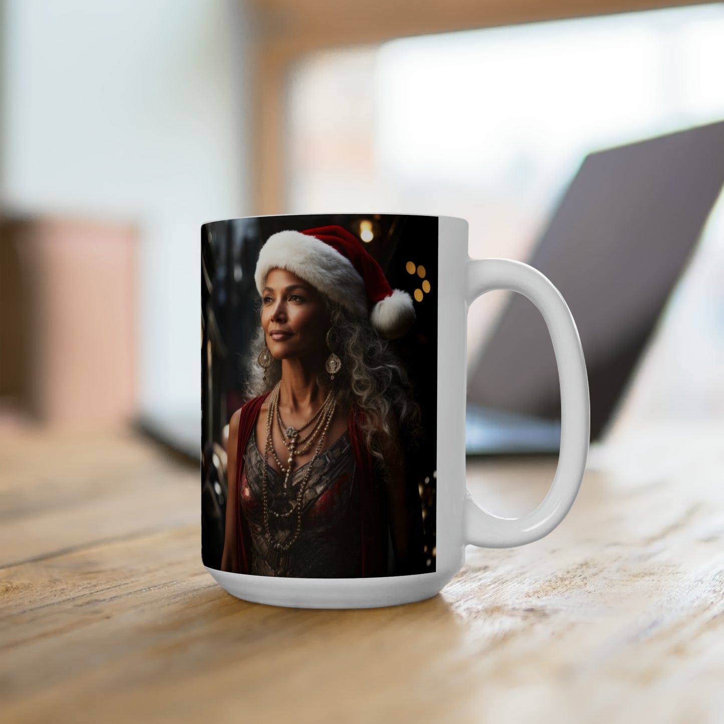 Queen Claus White Ceramic Holiday Mug 15oz