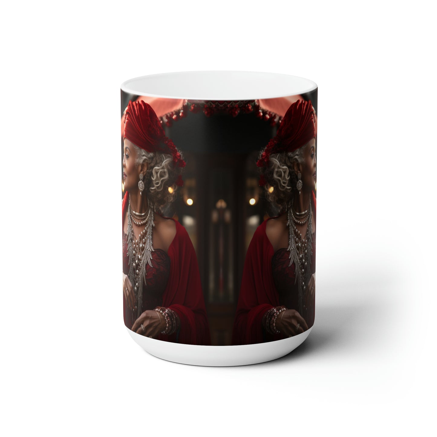 Queen Claus White Ceramic Holiday Mug 15oz
