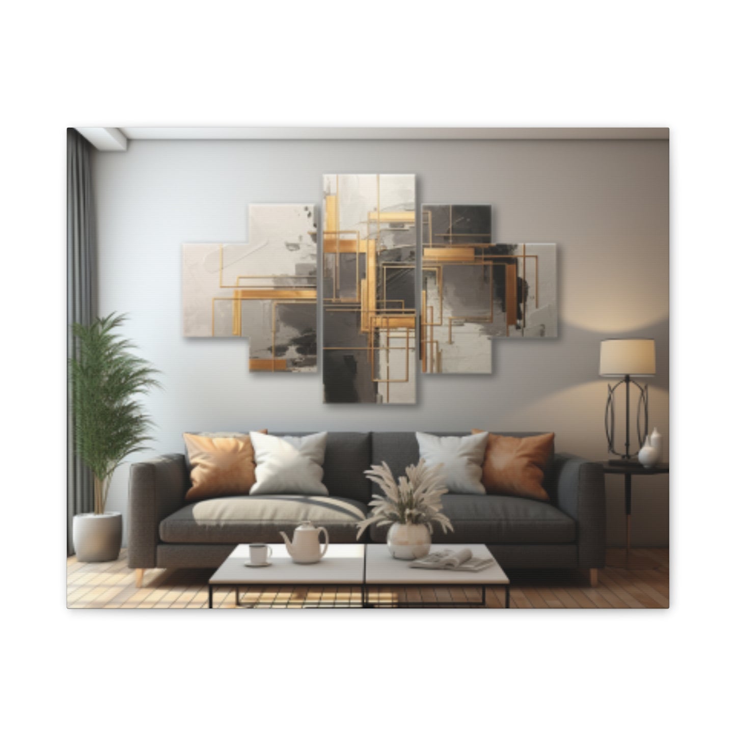 Gold and Black Elegance: A Symphony of Sophistication Canvas Print