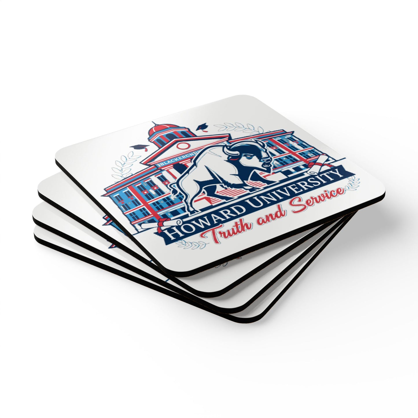 Howard University Coaster Set 3 – HU Pride Campus & Bison Design