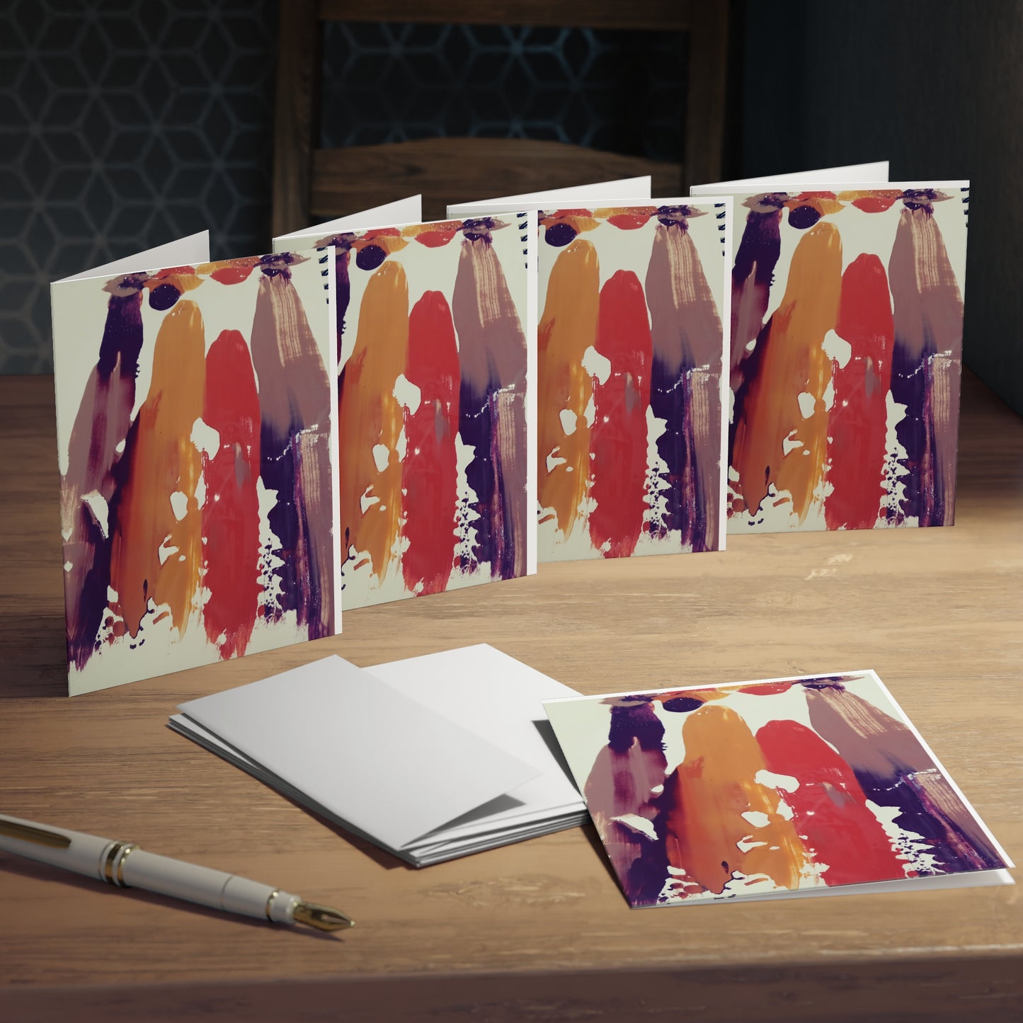 Elegance in Ink: Abstract Art Note Card Set(5-Pack)