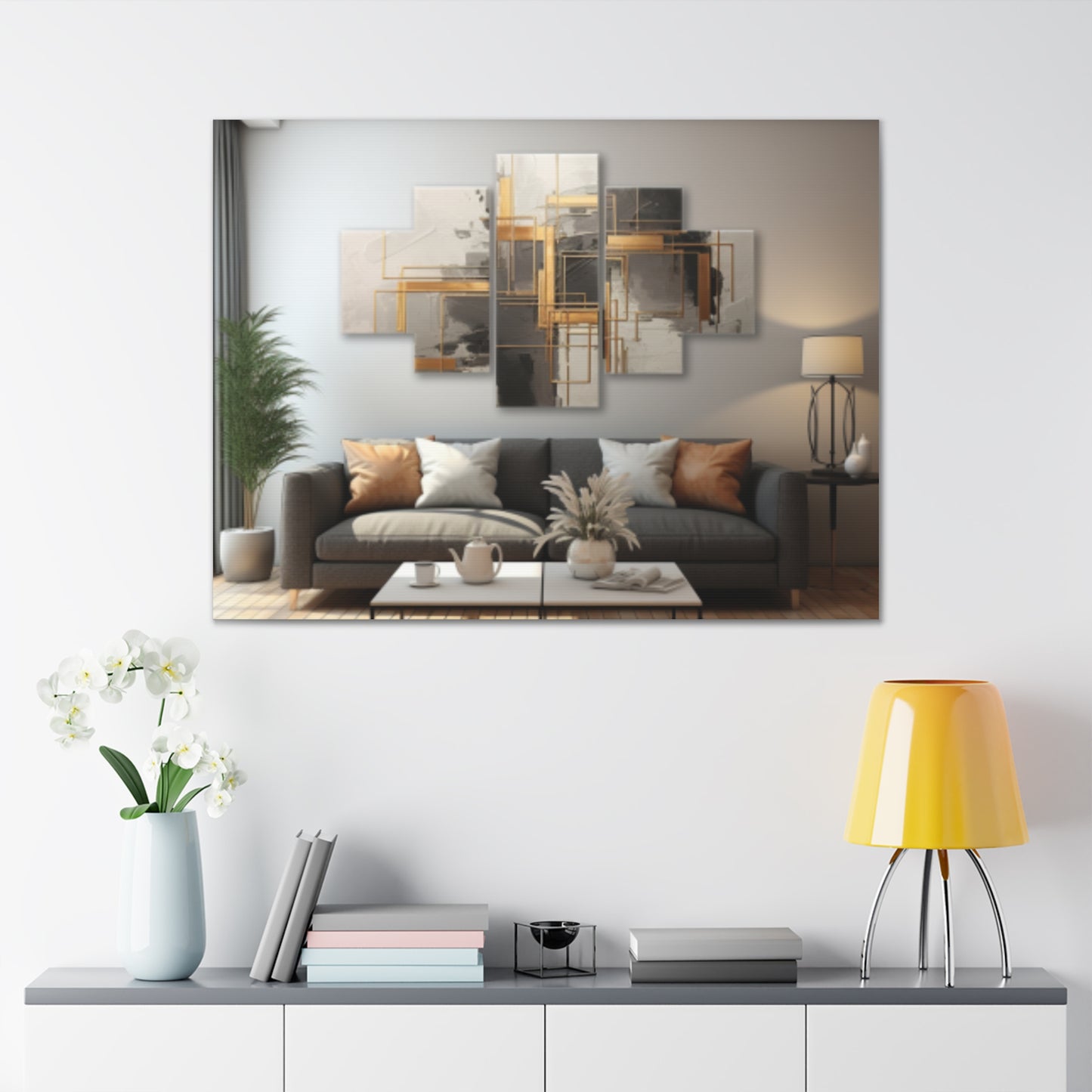 Gold and Black Elegance: A Symphony of Sophistication Canvas Print
