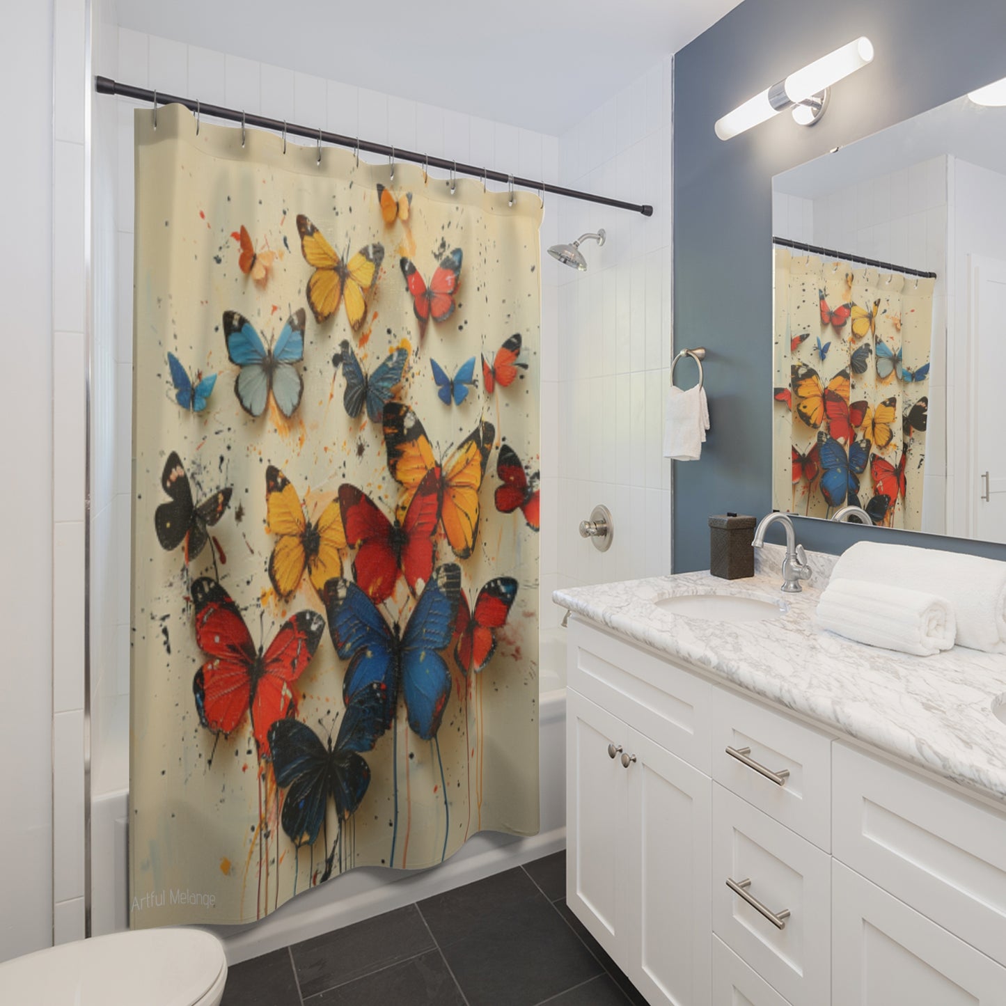 Fluttering Splendor Butterfly Shower Curtains