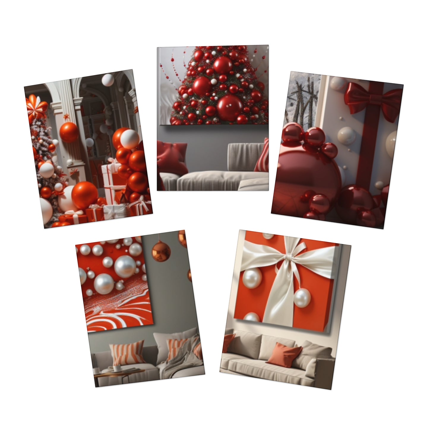 Euphoric Elegance: Vibrant Holiday Greeting Card Set (5-Pack)