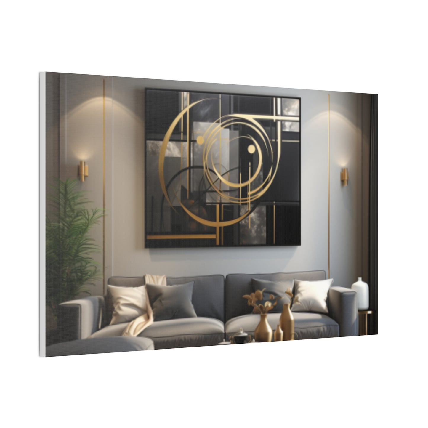 Gold and Black Elegance: A Symphony of Sophistication Canvas Print