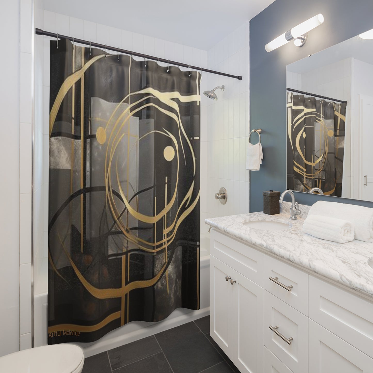 Canvas Cascade: Abstract Acrylic Art Shower Curtain Collection