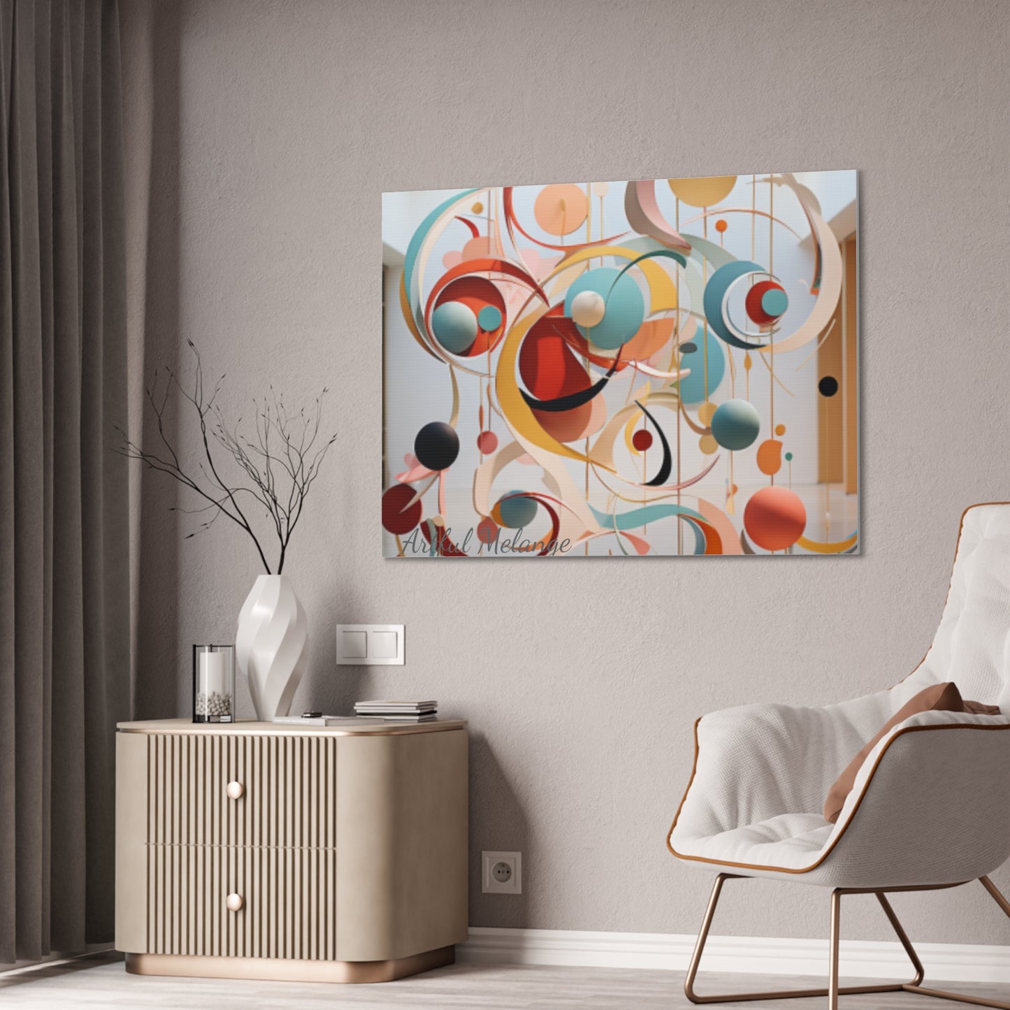 Harmony in Cyan and Peach- Graphic Print