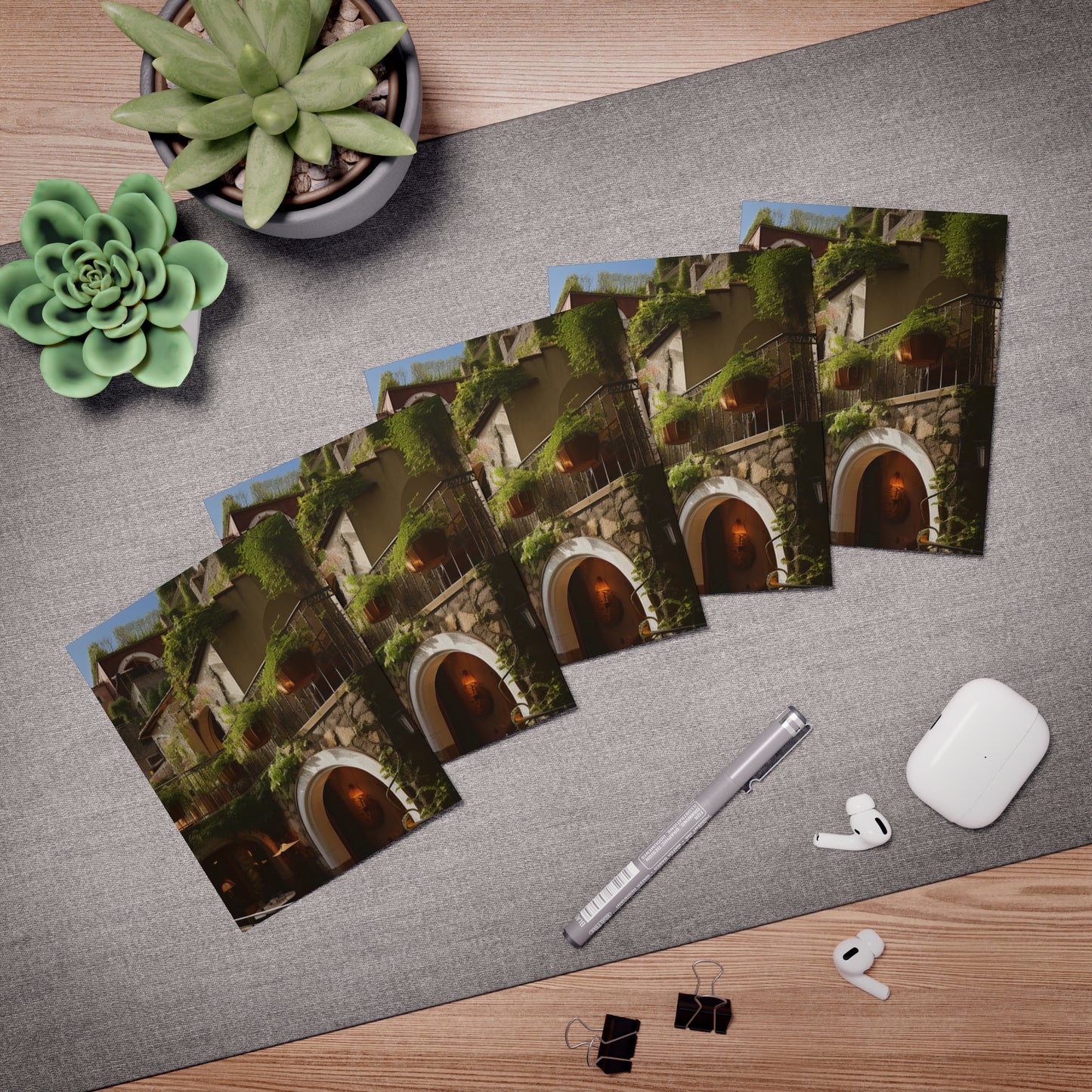 Italian Hillside Scene Design Note Cards (5-Pack)