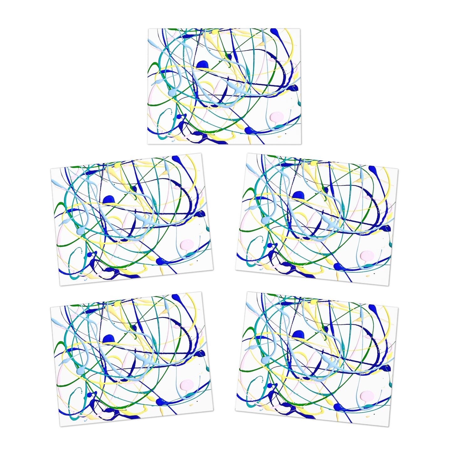 Elegance in Ink: Abstract Art Note Card Set Blue (5-Pack)