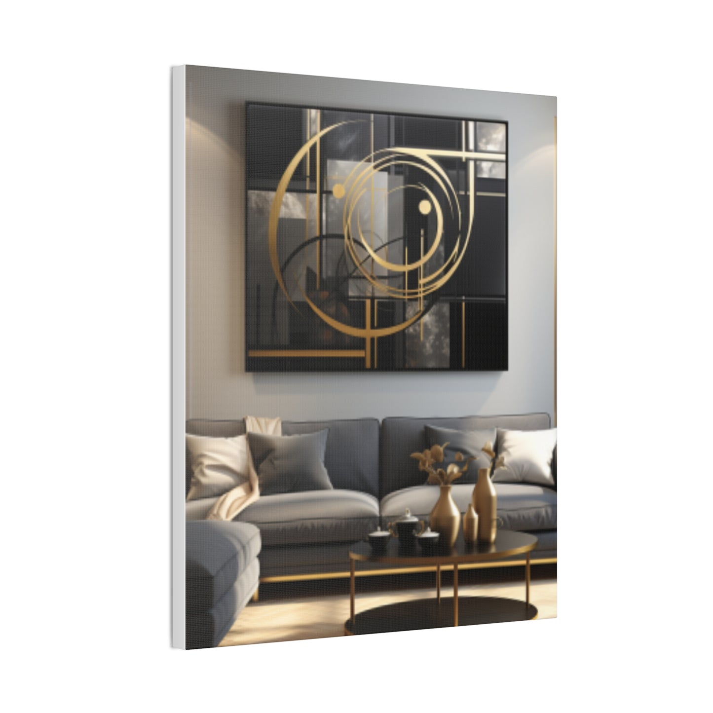 Gold and Black Elegance: A Symphony of Sophistication Canvas Print