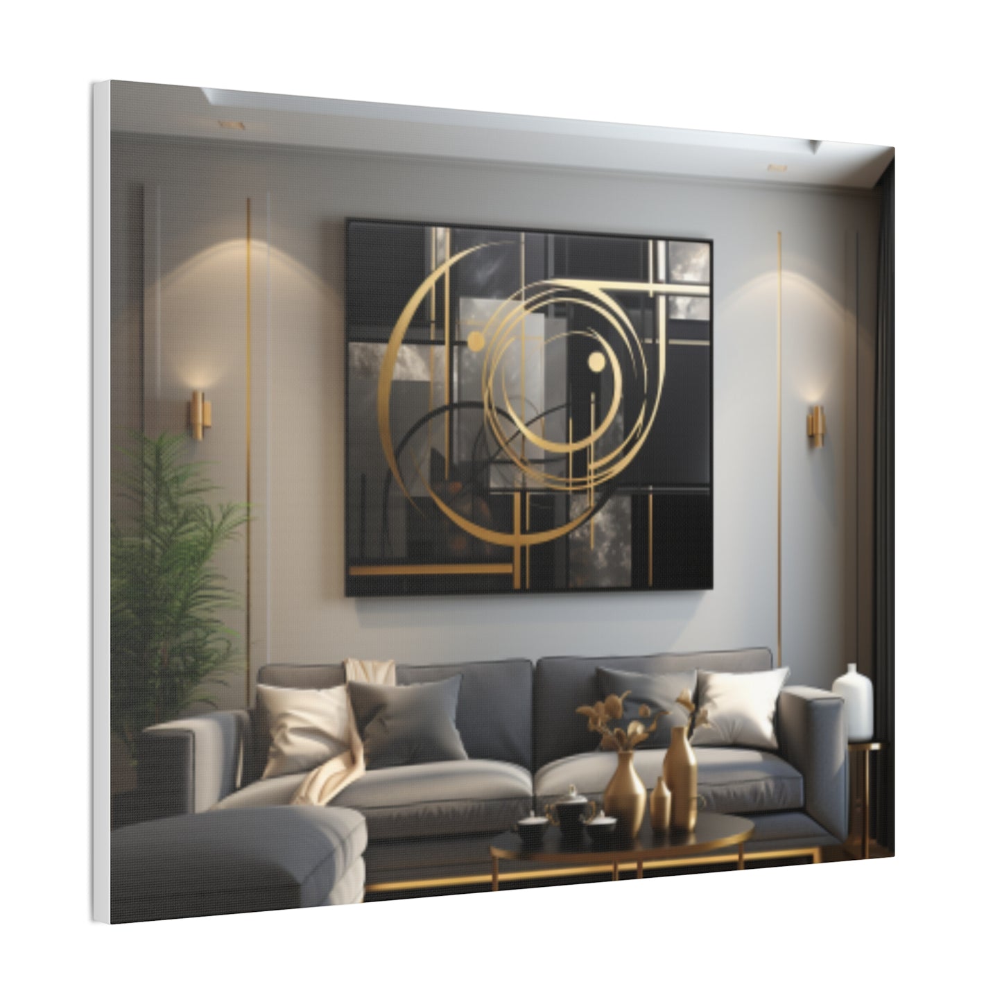 Gold and Black Elegance: A Symphony of Sophistication Canvas Print