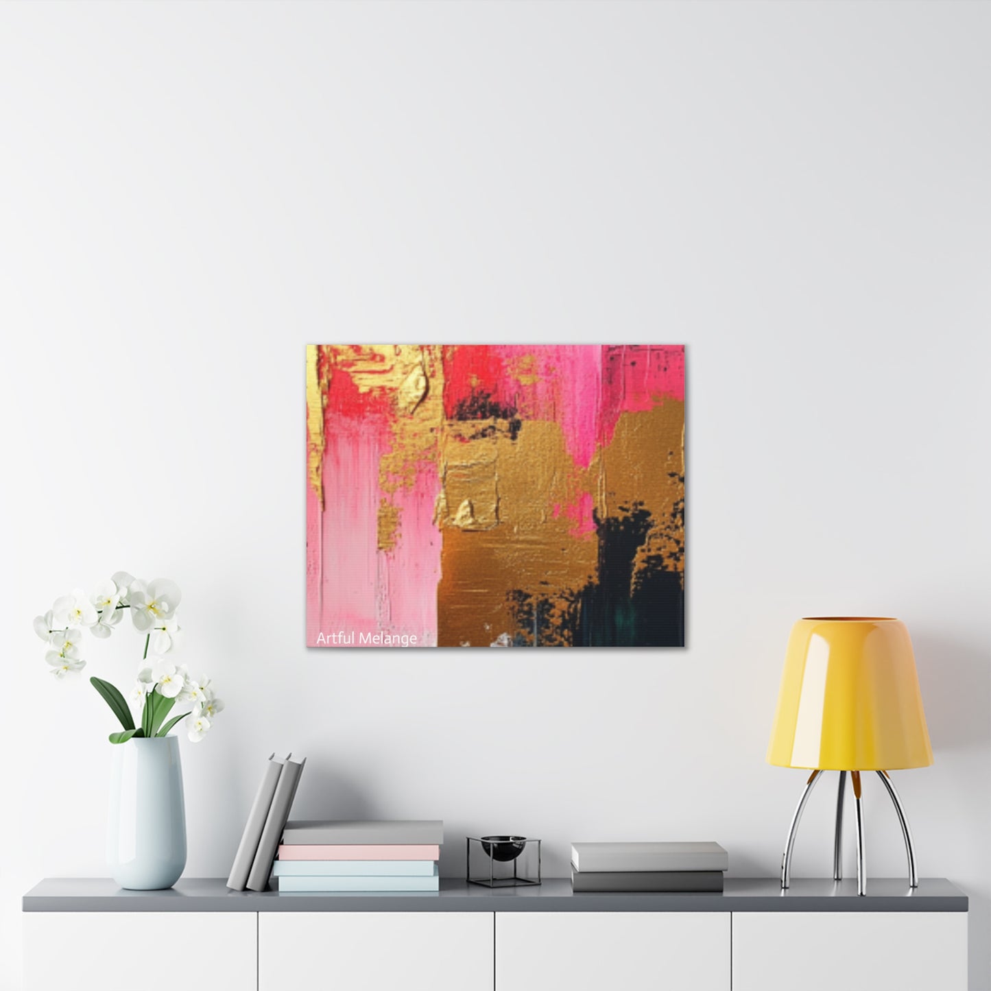 Acrylic Abstract Canvas Print - Homage to the Divine Nine/Pink Green Black and Gold 4