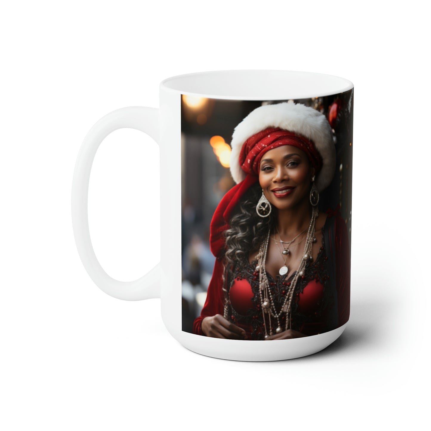Queen Claus White Ceramic Holiday Mug 15oz