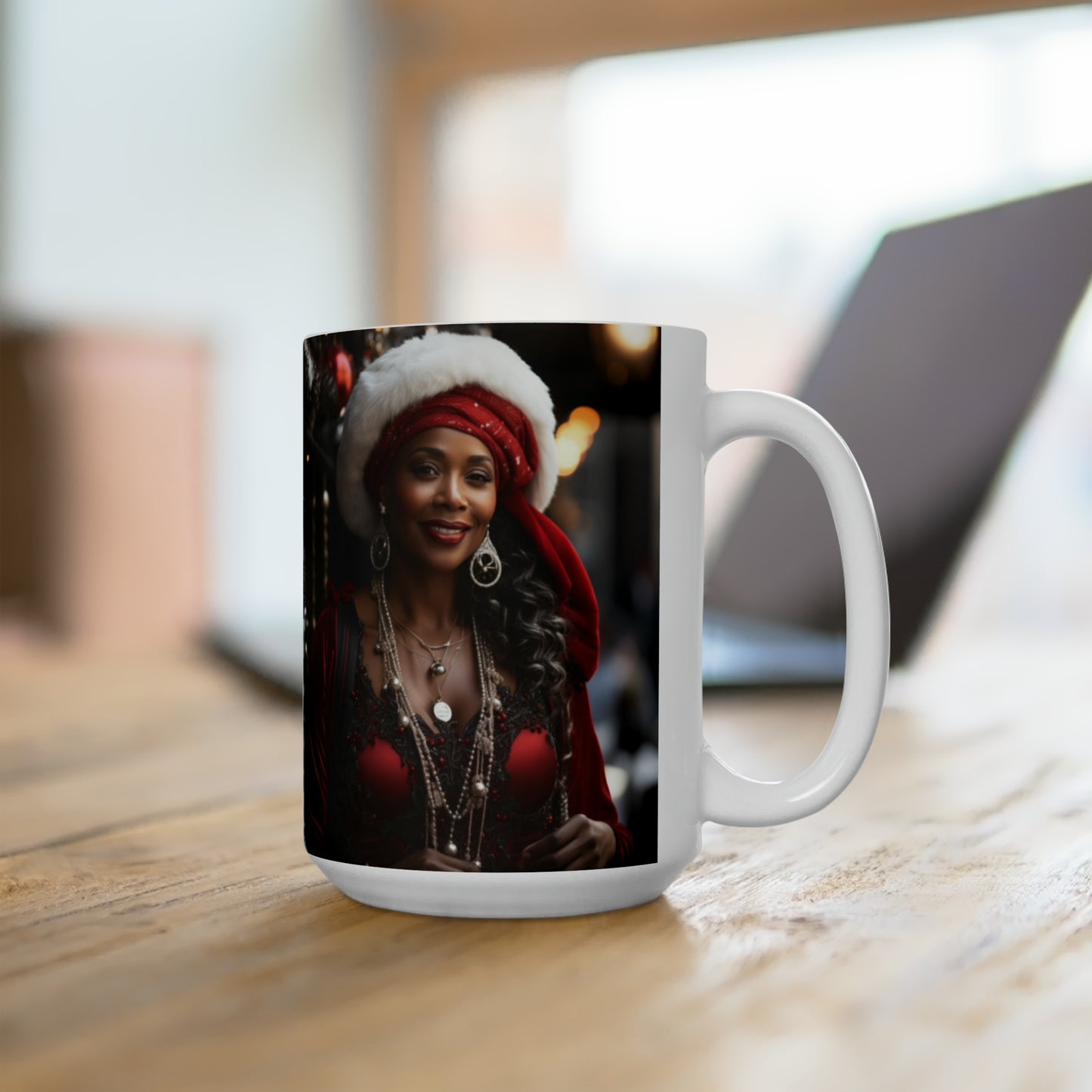 Queen Claus White Ceramic Holiday Mug 15oz