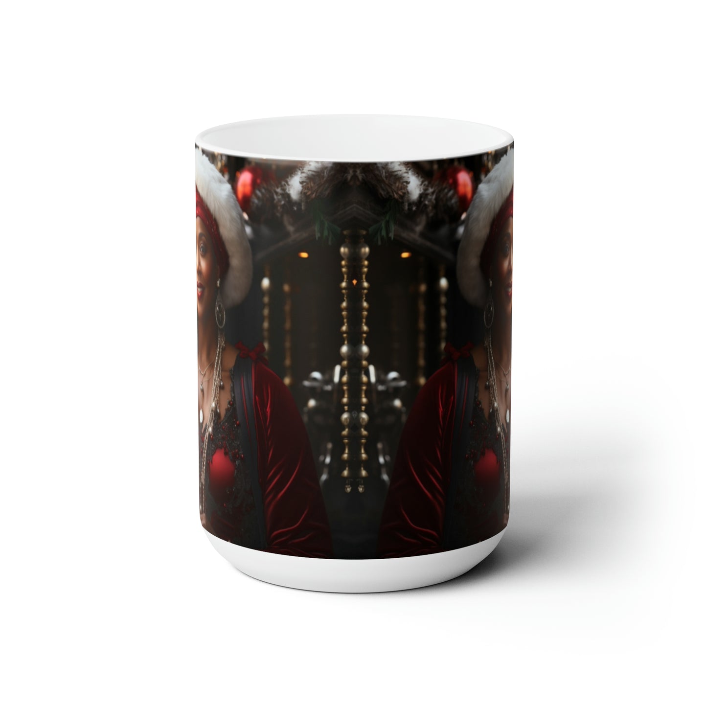 Queen Claus White Ceramic Holiday Mug 15oz