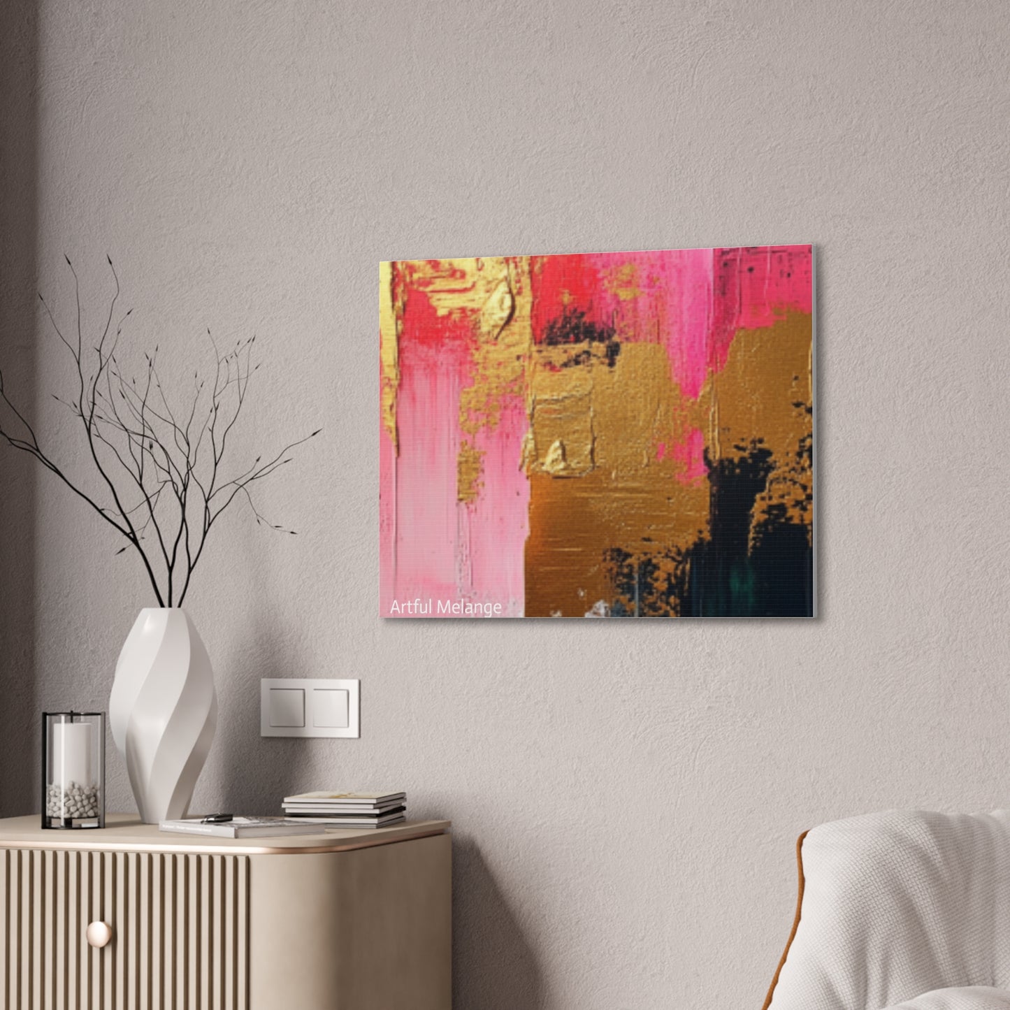 Acrylic Abstract Canvas Print - Homage to the Divine Nine/Pink Green Black and Gold 4
