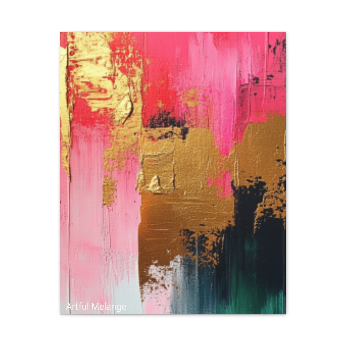 Acrylic Abstract Canvas Print - Homage to the Divine Nine/Pink Green Black and Gold 4