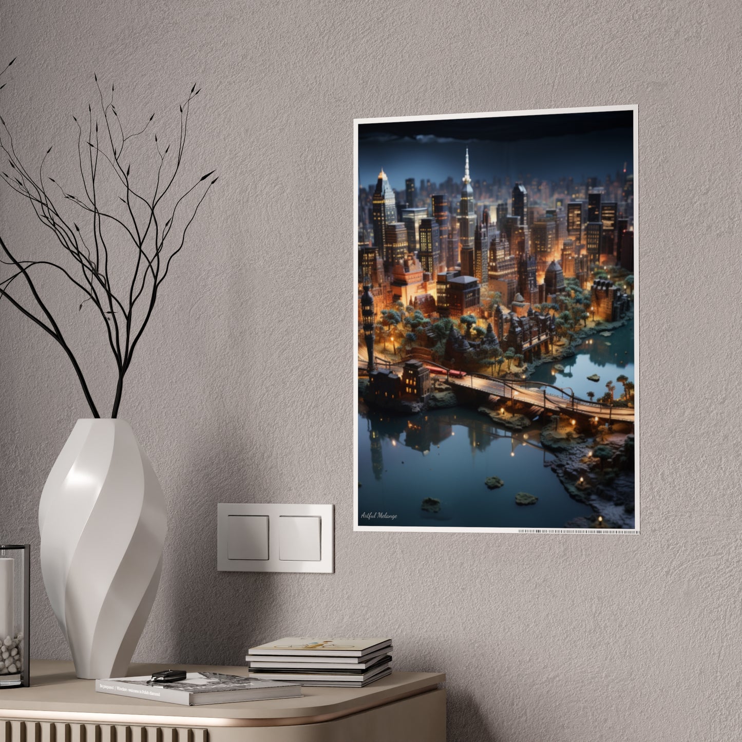 Skyline Vista: Hyper-Realistic 3D Cityscape Posters