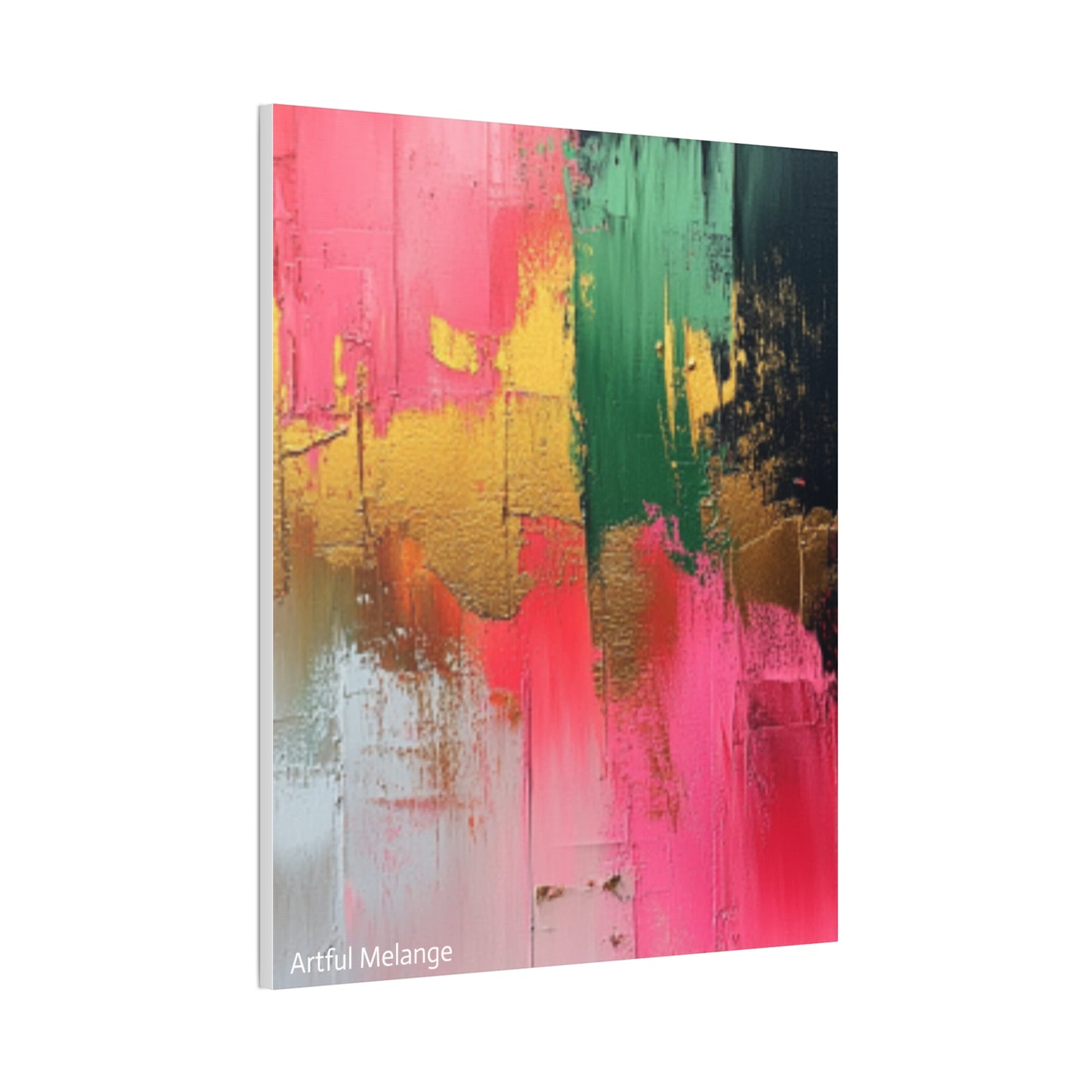 Acrylic Abstract Canvas Print - Homage to the Divine Nine/Pink Green Black and Gold 2
