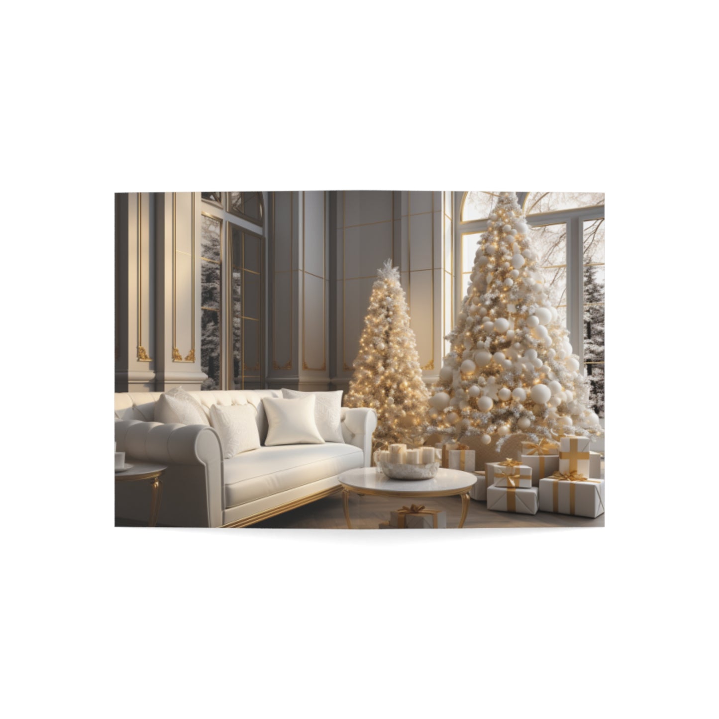 Elegance in Gold & White Christmas Notecards (1, 10, 30, and 50pcs)