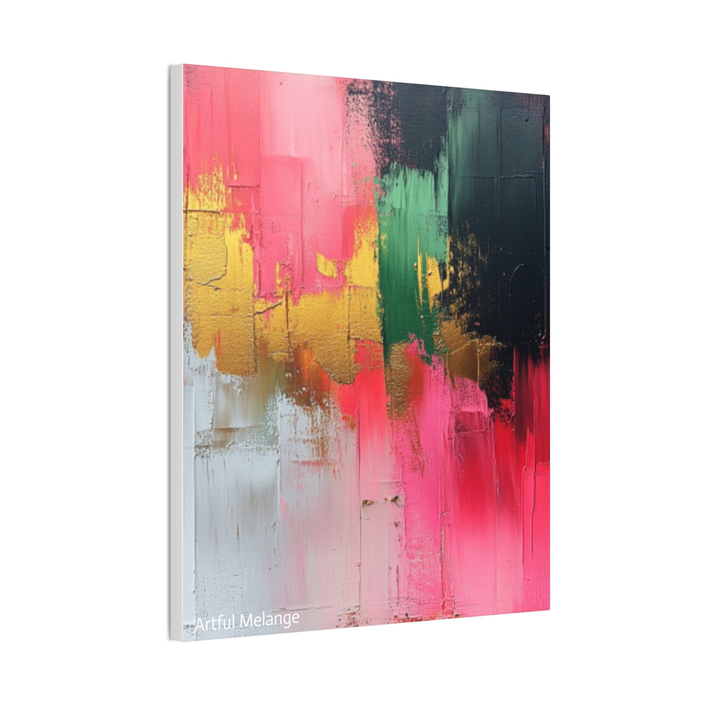 Acrylic Abstract Canvas Print - Homage to the Divine Nine/Pink Green Black and Gold 2