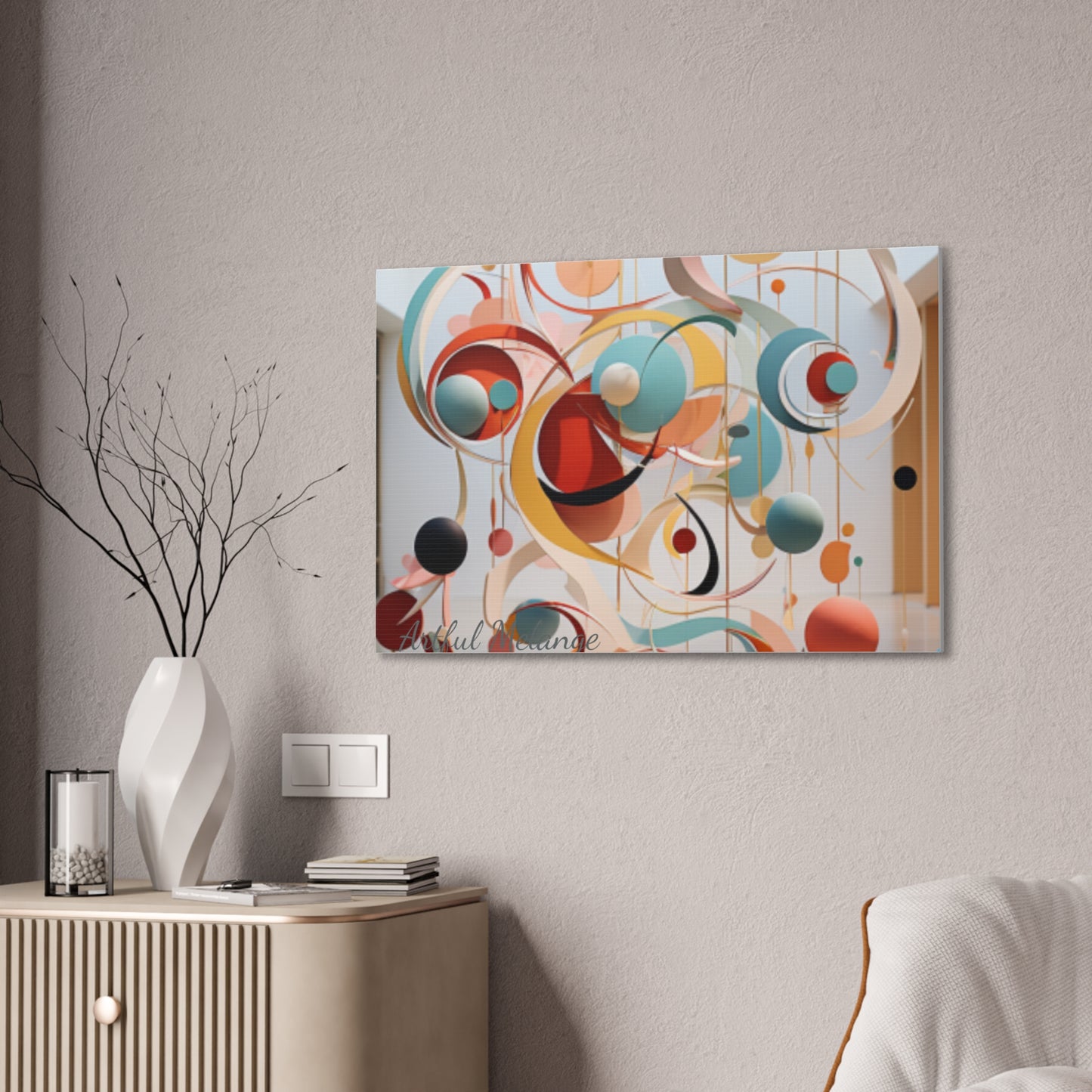 Harmony in Cyan and Peach- Graphic Print