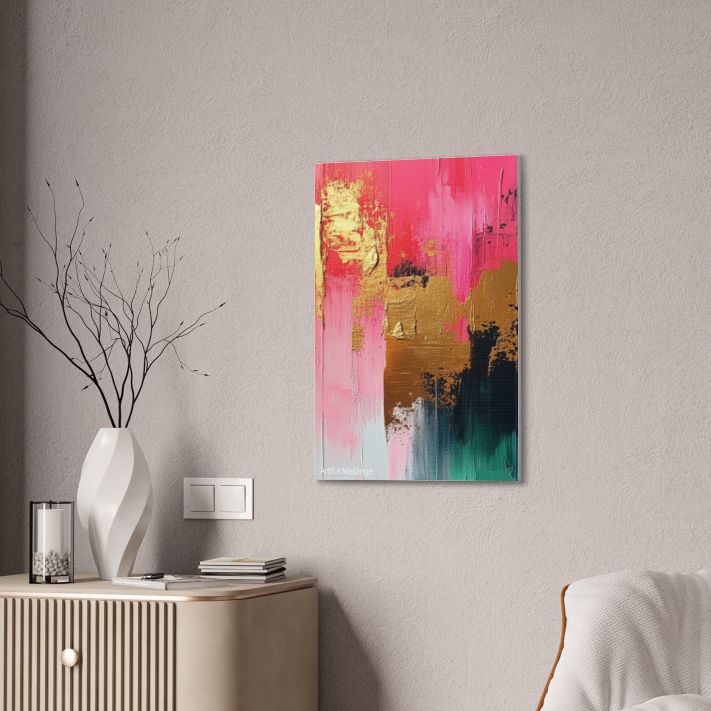 Acrylic Abstract Canvas Print - Homage to the Divine Nine/Pink Green Black and Gold 4