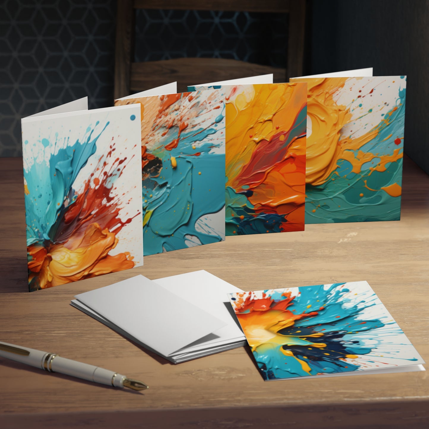 Elegance in Ink: Abstract Art Note Card Set(5-Pack)