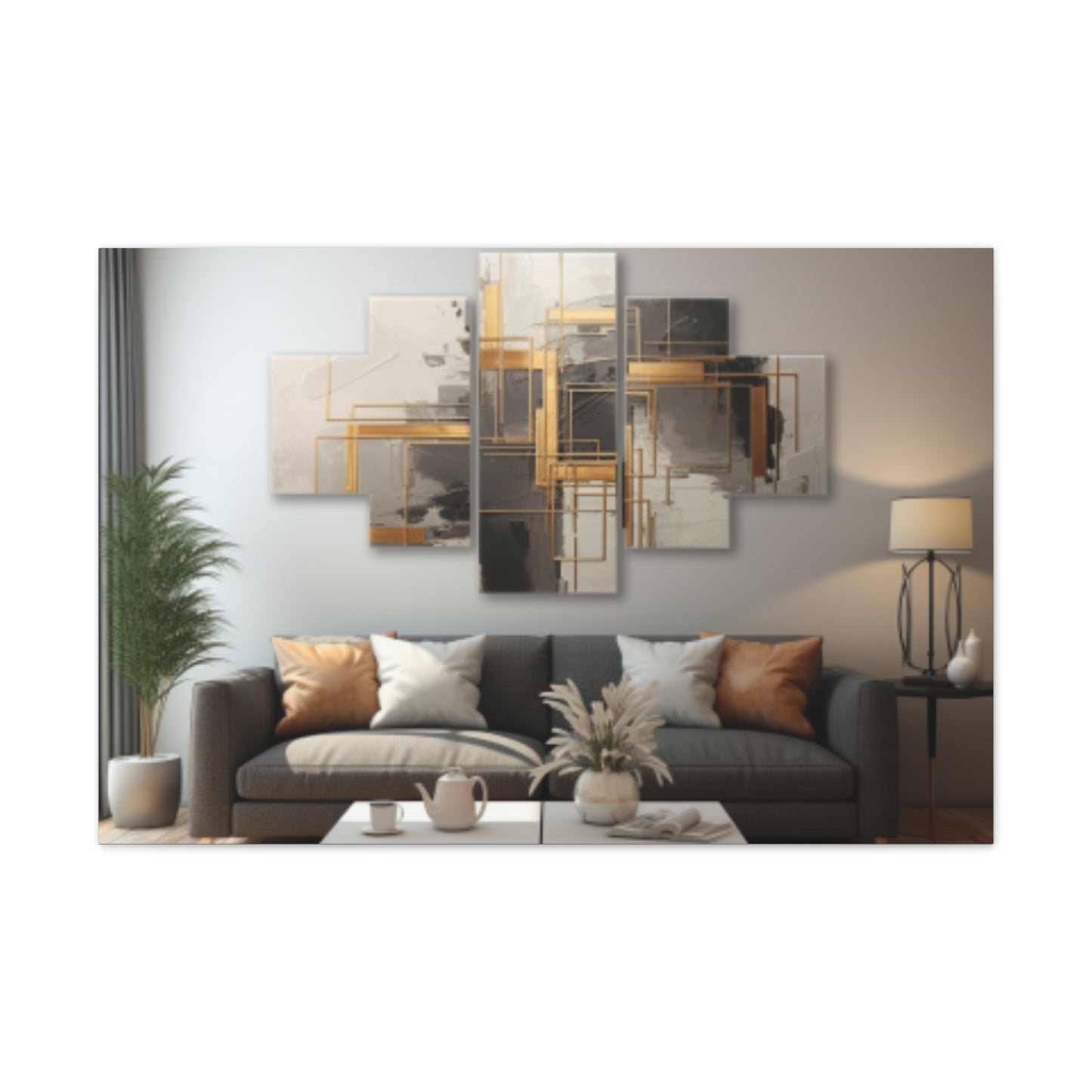 Gold and Black Elegance: A Symphony of Sophistication Canvas Print