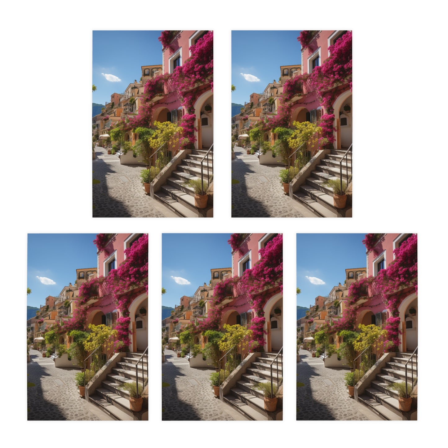 Italian Hillside Scene Design Note Cards (5-Pack)