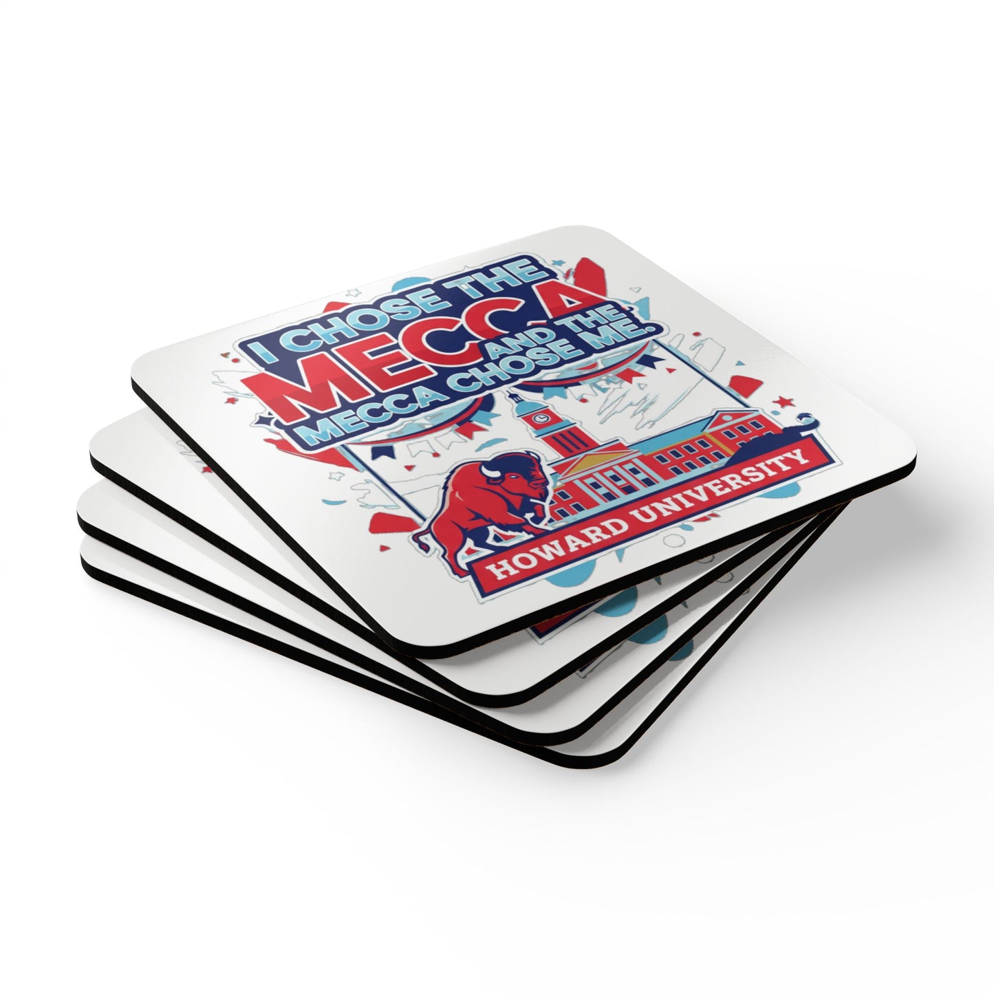 Howard University Coaster Set 7 – HU Pride Campus & Bison Design