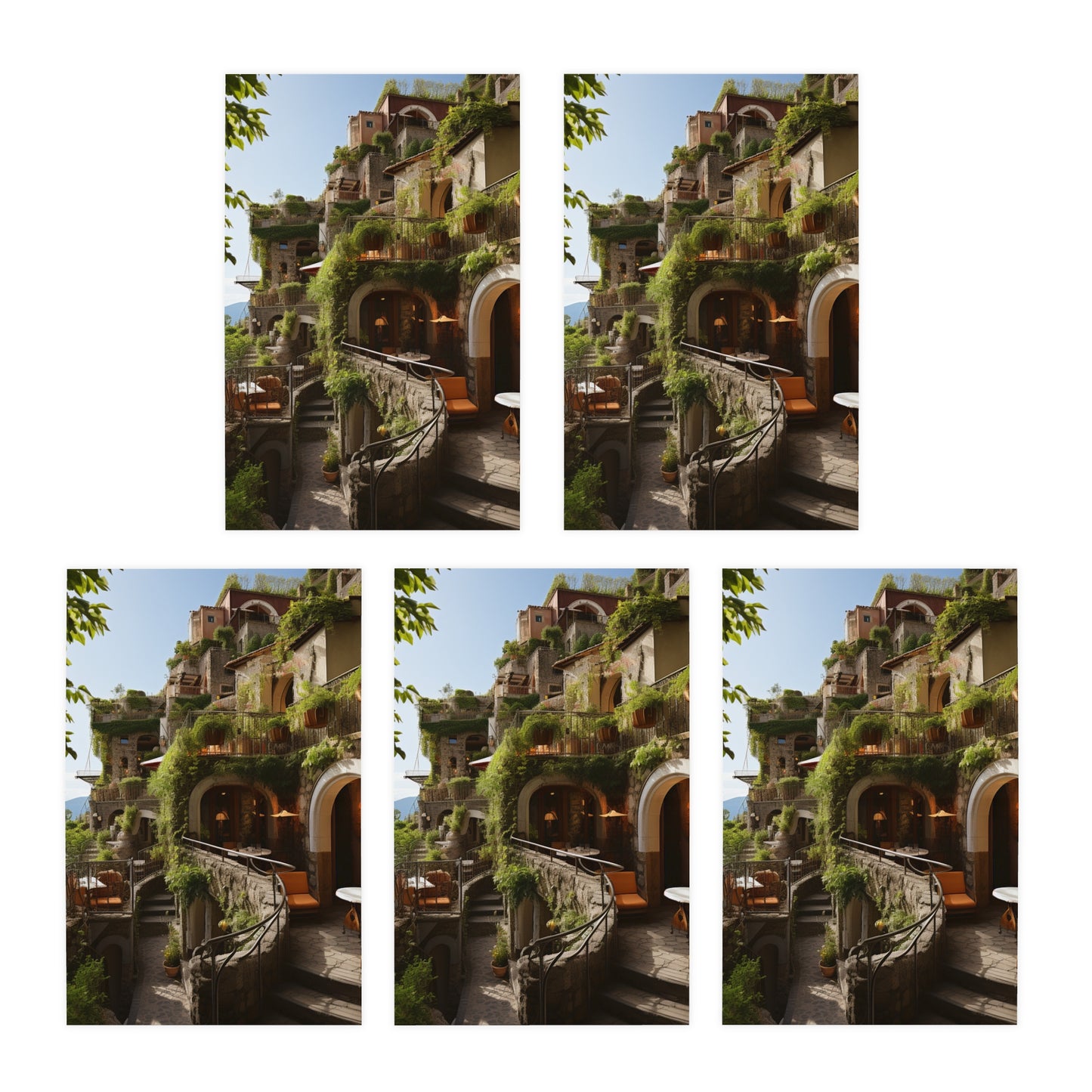 Italian Hillside Scene Design Note Cards (5-Pack)