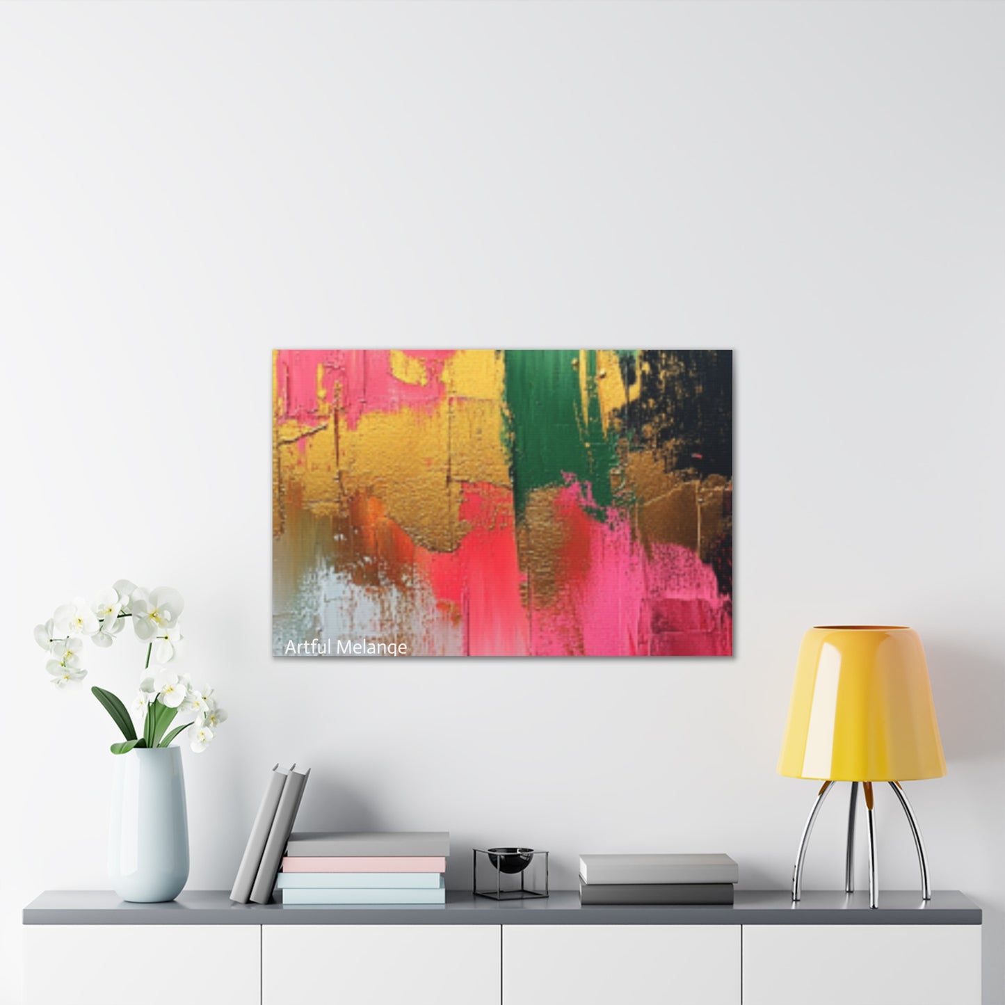 Acrylic Abstract Canvas Print - Homage to the Divine Nine/Pink Green Black and Gold 2