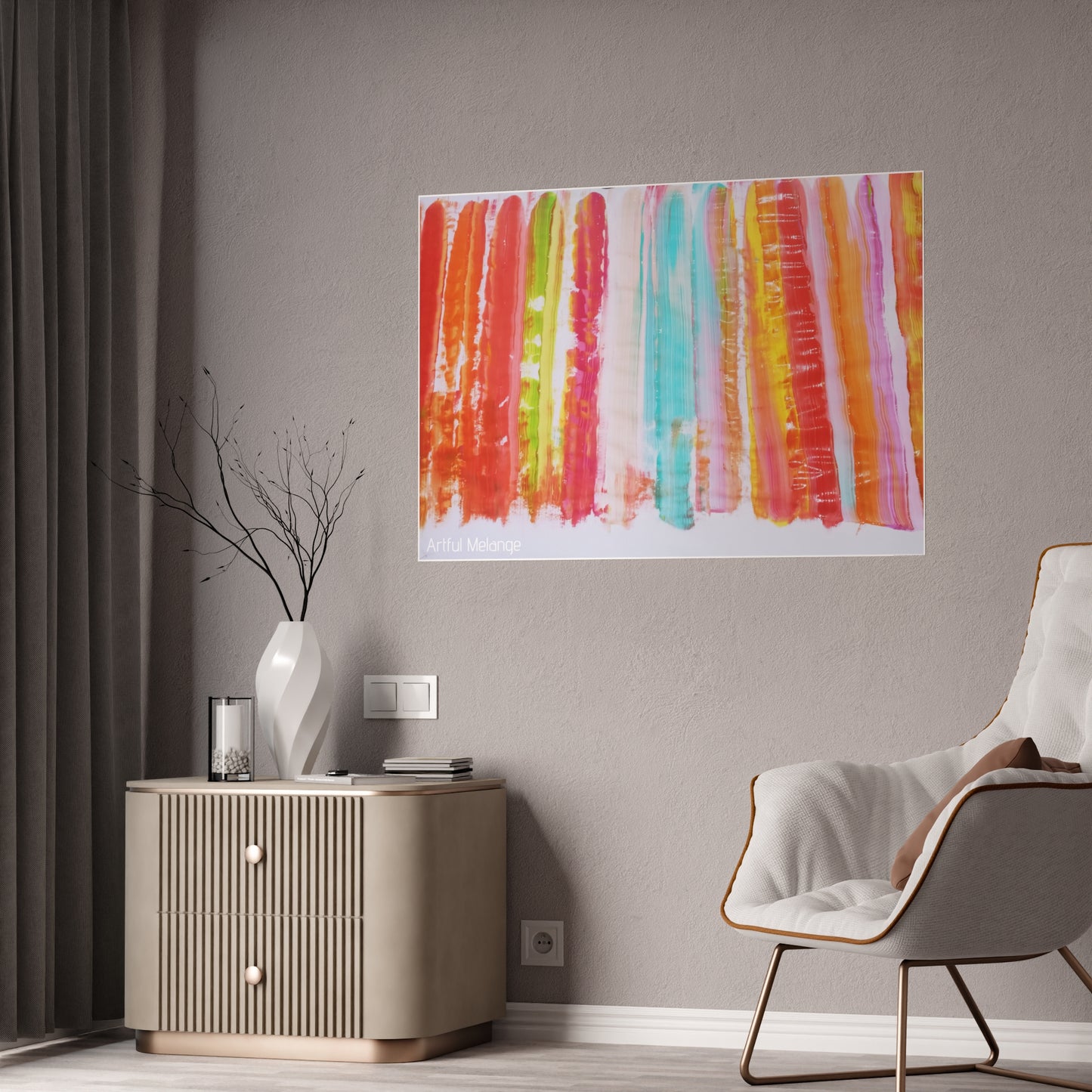 Gleaming Acrylic Abstract Poster: A Spectrum of Colorful Elegance