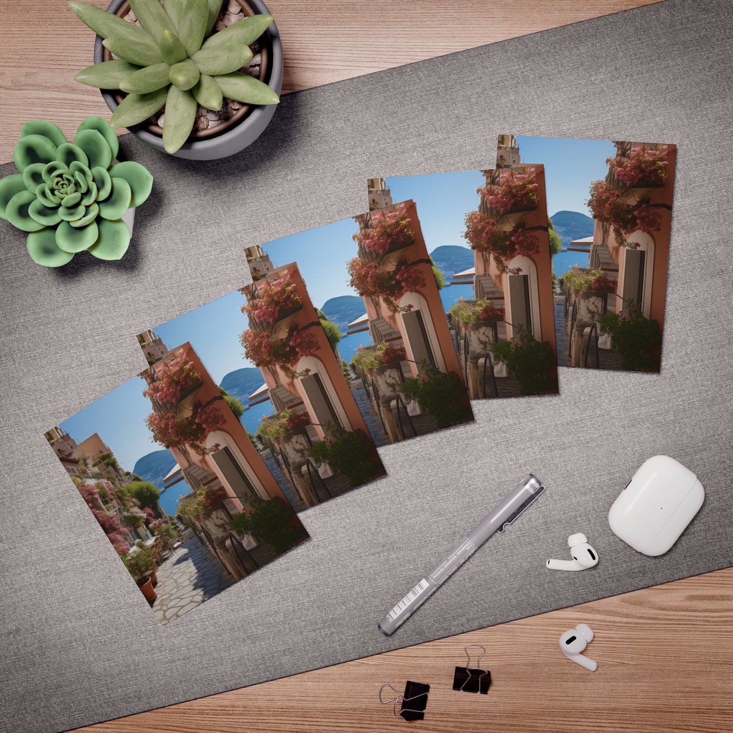 Italian Hillside Scene Design Note Cards (5-Pack)