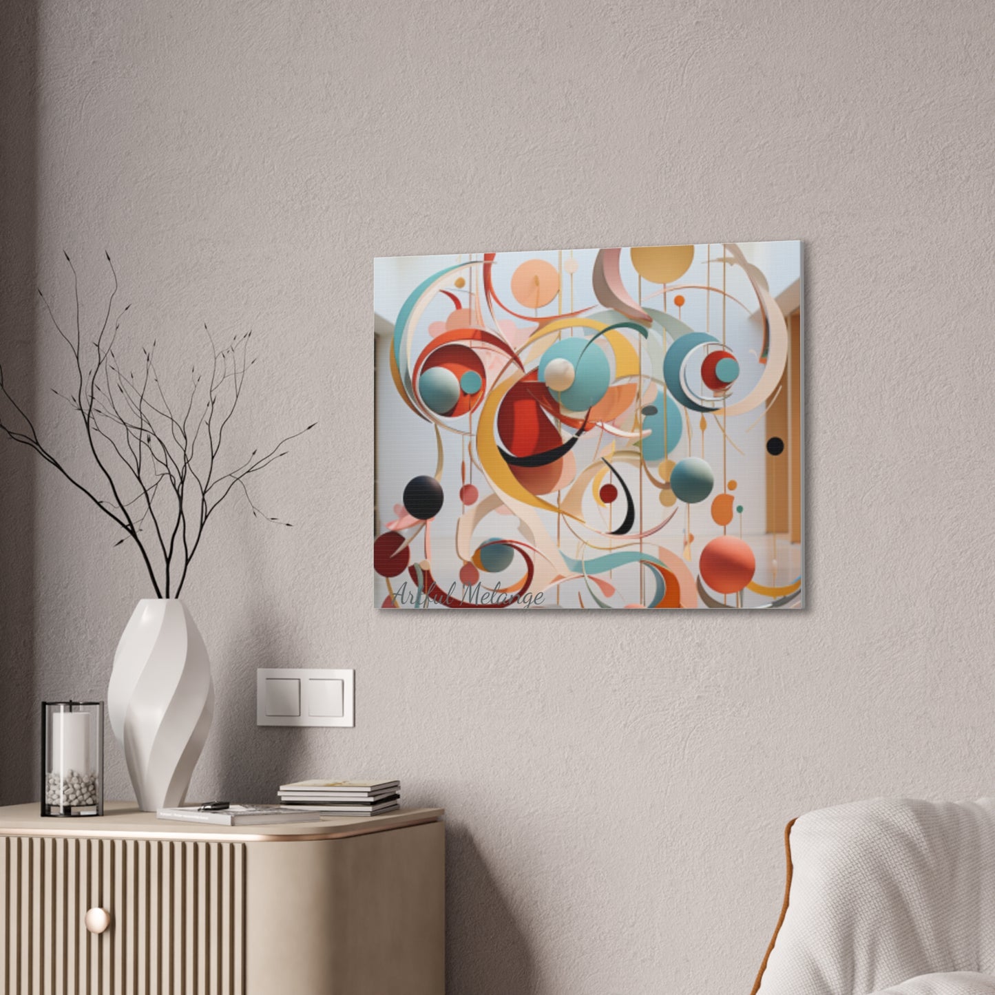 Harmony in Cyan and Peach- Graphic Print