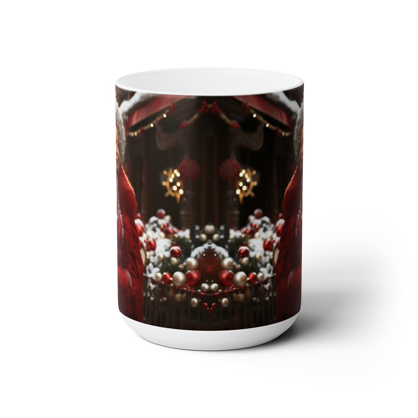 Queen Claus White Ceramic Holiday Mug 15oz